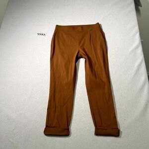 Dkny Pants Womens Medium Cognac Rust Stretch Cuffed Pull On Tapered Leg Casual